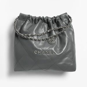 Chanel Dark Gray Quilted Shoulder Bag